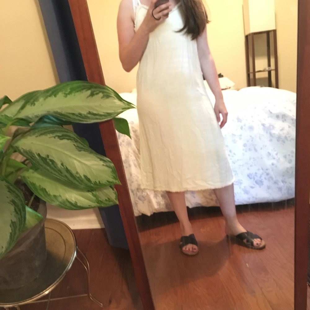 Ivory Calf-Length Shift Dress